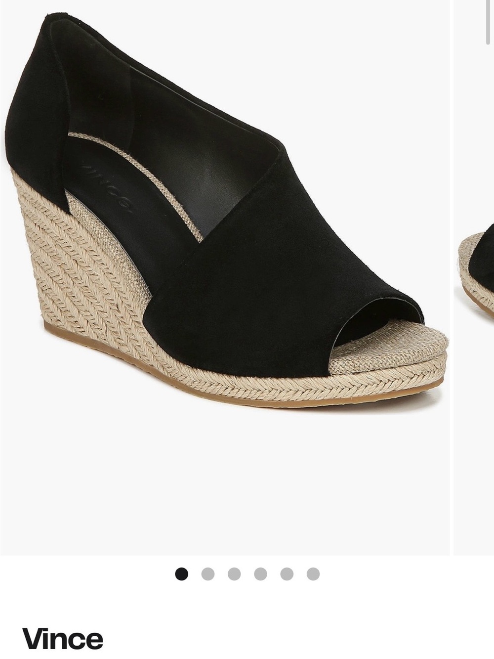 Vince Sutton Black Suede Espadrille Wedge Sandal
